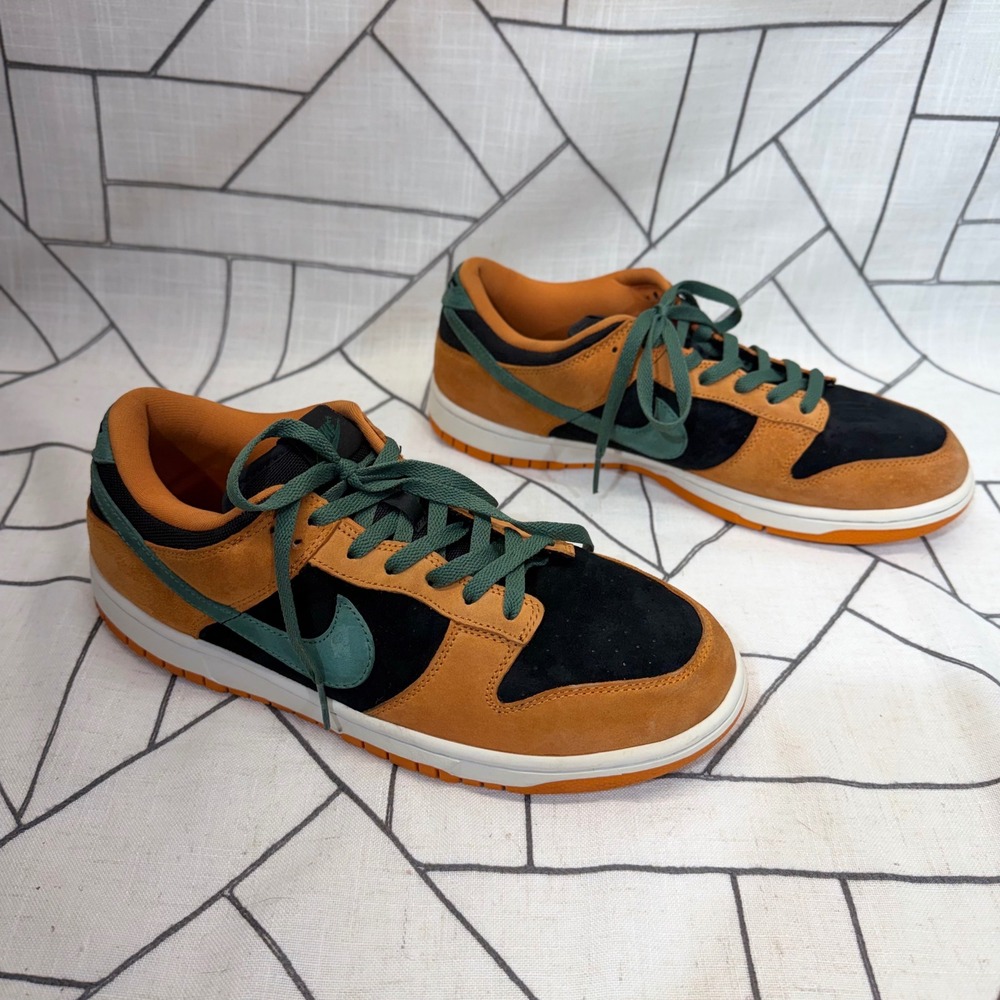 Nike Dunk Low Ceramic Size 11‎ Black Orange Green DA1469-001 Suede Sneakers - Picture 2 of 9